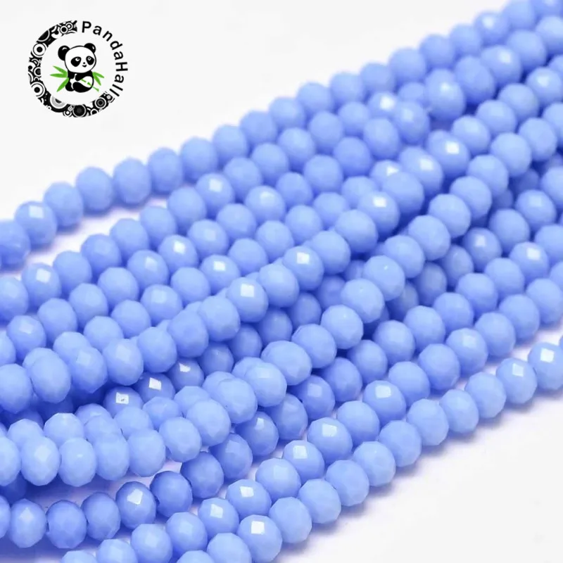 

pandahall 1 Strand Dyed Faceted Rondelle Glass Beads Strands for DIY Jewelry Necklace Bracelet 26 Colors 4x3mm Hole: 1mm 18.9"