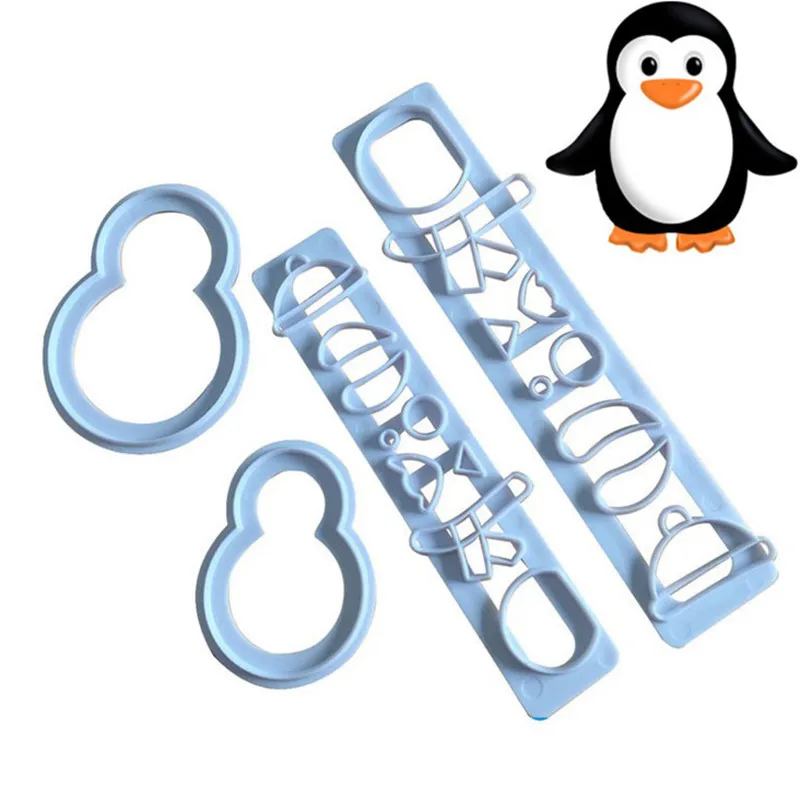 

4PCS Penguin Cake Cookie Tools Biscuit Fondant Cutter Plastic Baking Mold Sugarcraft Pastry Tools Kitchen Accessories