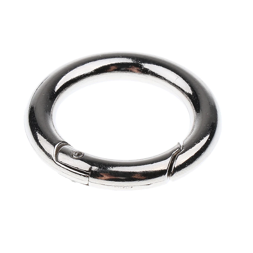 5 Pieces Metal Round Carabiner Sping Loaded Snap Clip Hooks Key Ring Backpack Bag Buckles 15mm-49mm