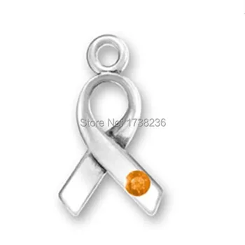 

Awareness for Leukemia and Multiple Sclerosis Ribbon with Orange Crystal
