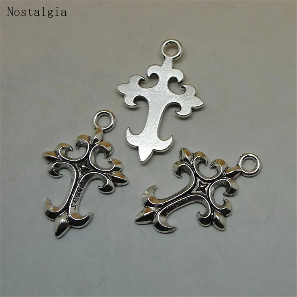 

Nostalgia 10Pcs Cross Charm Religious Jewelry Steampunk Accessories 15*22MM