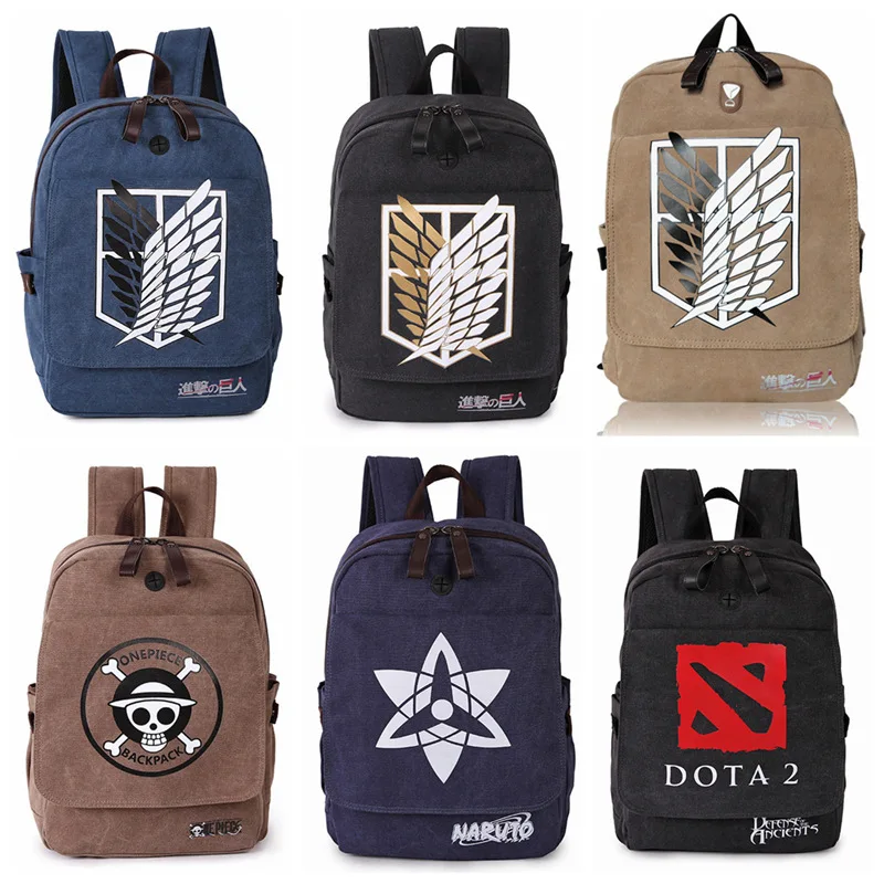 1pc cartoon bag canvas shoulder laptop backpack for Attack on Titan dota 2 waterproof bag 43*17*33c