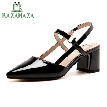 

ZALAVOR Sexy Women'S High Heel Sandals Genuine Leather Summer Shoes Women Buckle Strap Pointed Toe Party Sandals Size 34-43