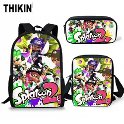 Комплект школьных сумок с принтом «THIKIN Splatoon 2» для студентов/3 шт. рюкзак для мальчиков, популярный игровой набор для книг, детский блокнот