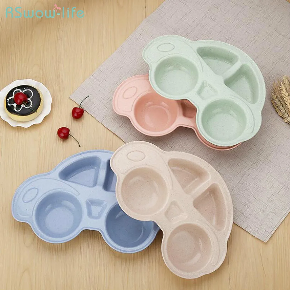 

Creative Wheat Straw Multi-grain Dinner Plate Car Styling Children's Plate Baby Separated Tableware Trays For Kitchen Supplies