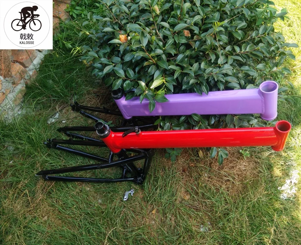 Cheap Kalosse  Aluminum  alloy  Folding hard  frame   1-1/8inch  Mountain bike frame  BB 68 mm   26*2.125  tires  26*17 inch , 11