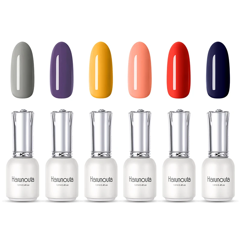 

Harunouta 12ml 6pcs Kit Professional Nail Gel Kits Soak Off UV LED Gel Polish Pure Color Nail Art Gel Varnish Manicure Lacquer