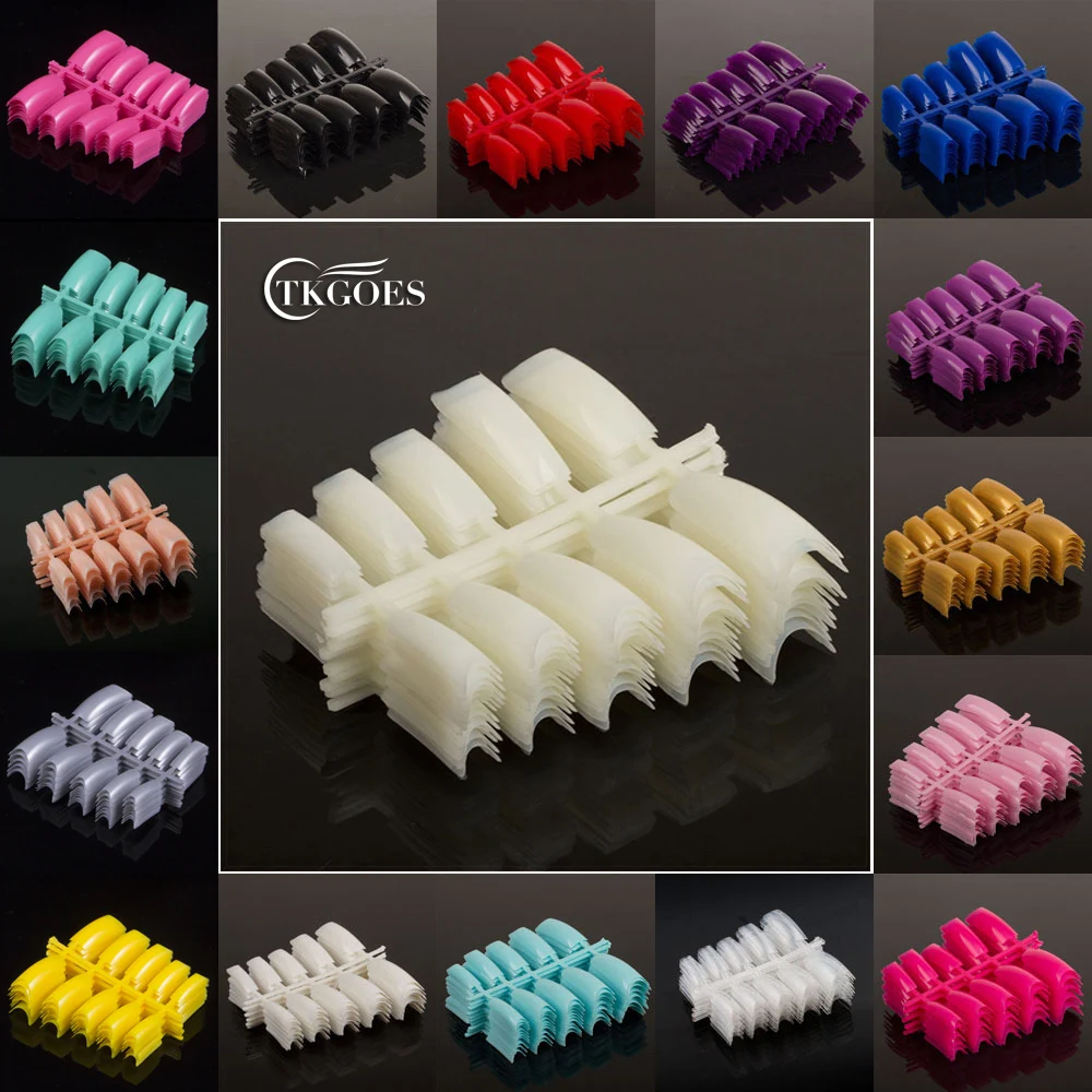 TKGOES 100pcs Beauty Acrylic Nail Tips 29 Color Acrylic Half Nail Tips