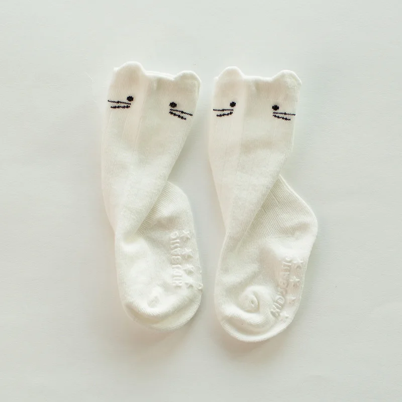 Хлопковые носки для новорожденных мальчиков носки до колена с принтом животных для маленьких девочек Нескользящие гетры с рисунком кота, детские длинные носки