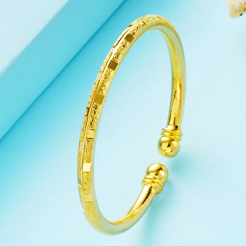 Горячая Распродажа Простой Браслет-манжета чистый 24 K золотой браслет, браслеты для женщин позолоченный металл браслет модные ювелирные изделия оптом