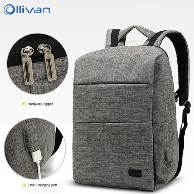 Ollivan Laptop Bag Backpack For 14 inch Usb Large Capacity Stundet Backpack Casual Style Bag Repellent Suitable For Travel     