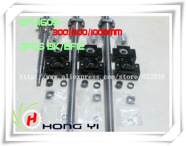 

Free shipping:1pcs BALLSCREW RM1605 - 300/600/1000MM & 3PCS sfu1605 ball screw ballnut & 3pcs BF12 BK12