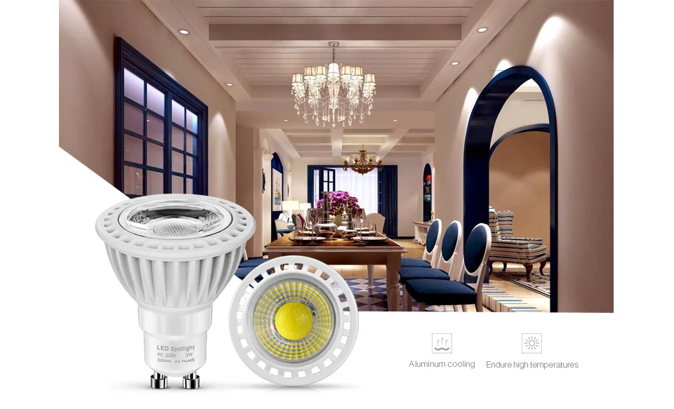 Алюминиевый GU10 Светодиодный светильник с регулируемой яркостью, переменный ток 85-265 в 110 В, встраиваемый COB Светодиодный точечный светильник 3 Вт 5 Вт 7 Вт ярче, чем галогенная лампа