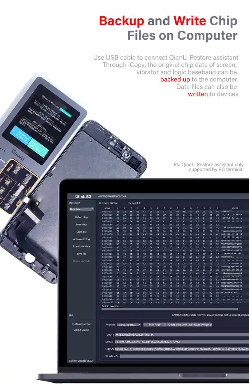 QianLi iCopy инструмент для ремонта светочувствительный для iPhone EEPROM передача данных Программирование ЖК-дисплей сенсорный вибрирующий двигатель