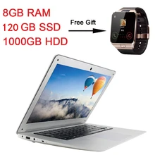 ultrathin quad core windows10 system 8gb ram 120gb ssd 1000gb hdd notebook computer laptop