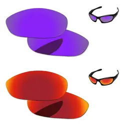 Огонь красный & плазменный фиолетовый 2 пары зеркало Поляризованные замены линзы для Monster очки для собак Frame 100% UVA и UVB Защита