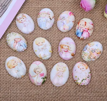 

13*18/18*25/30*40mm Lovely Angel Child Pattern Ellipse Handmade Photo Glass Cabochons & Glass Dome Cover Pendant Cameo Settings