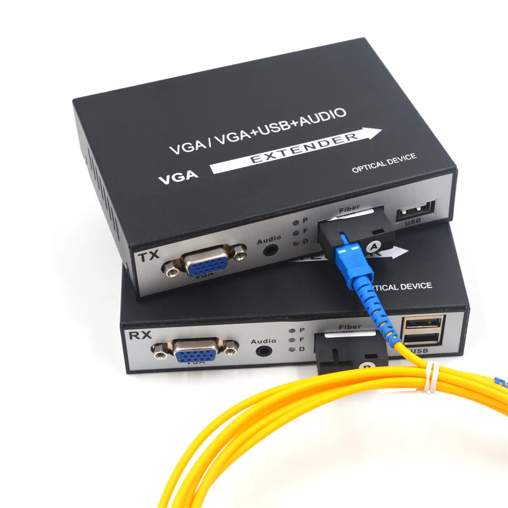 Высококачественные 1080P VGA расширители для оптоволокна медиаконвертеры с KVM USB и