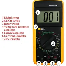 DT-9205A+ многофункциональный электрик мультиметровый измеритель напряжения электрический ток сопротивление испытания прочный вольтметр
