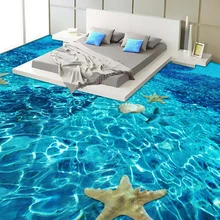 3D Stereo Sea starfish Flooring Wallpaper Bedroom Bathroom PVC Self Adhesive Waterproof Wear 3D Floor Tile Mural Papel De Parede tile flooring bathroom photo wallpaper custom self adhesive wallpaper vinyl flooring sea world dolphin 3d floors for living room