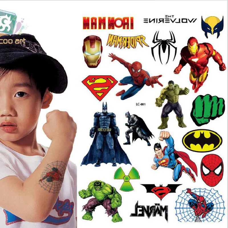 2019 بيع Lc-881/حار الأطفال المؤقتة الوشم هيئة الفن وهمية باتمان العنكبوت/الهيكل/سوبرمان الكرتون الوشم ملصقا للأطفال 2019 بيع Lc-881/حار الأطفال المؤقتة الوشم هيئة الفن وهمية باتمان العنكبوت/الهيكل/سوبرمان الكرتون الوشم ملصقا للأطفال
