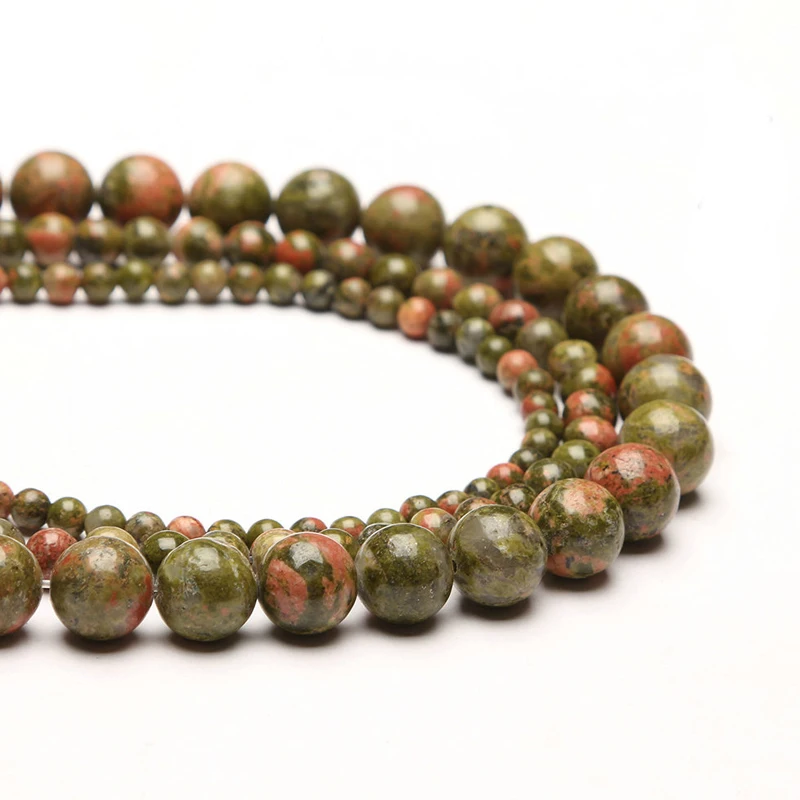 

Natural Stone Beads Unakite Jaspers Stone Loose 15" Semi Preicous Strand 4 6 8 10 12MM Beads for Jewelry Making DIY Bracelets