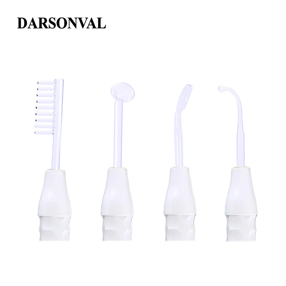 Skup DARSONVAL 4 sztuk wysokiej częstotliwości twarzy szklane rurki elektrody dysze wymiana trądzik Spot Remover fioletowy Ray ciała masażer do twarzy