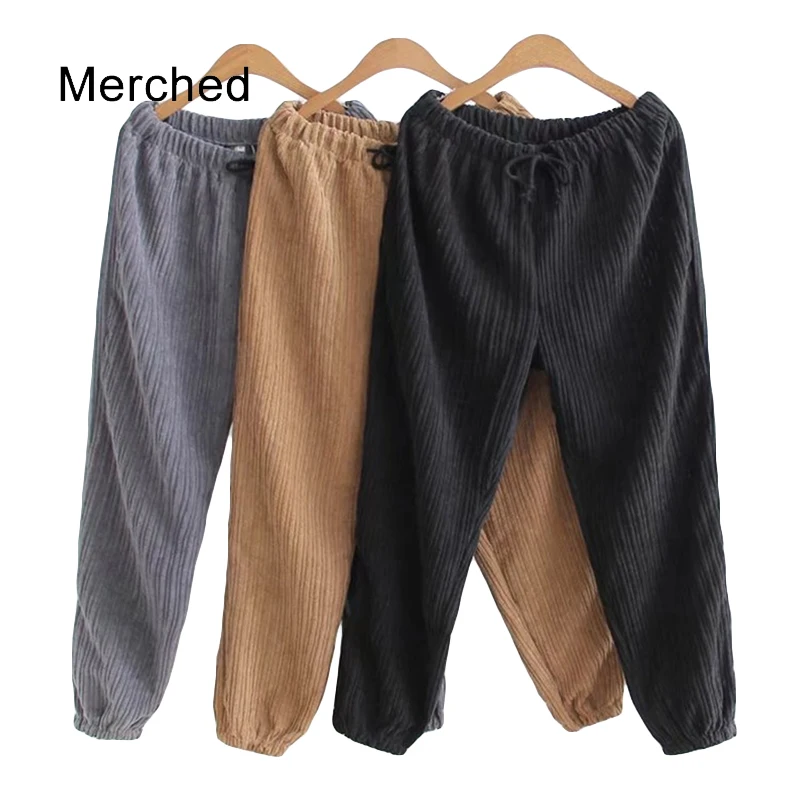 Merched 4XL Pleated Corduroy Women Pants Autumn Casual Loose Patchwork ...
