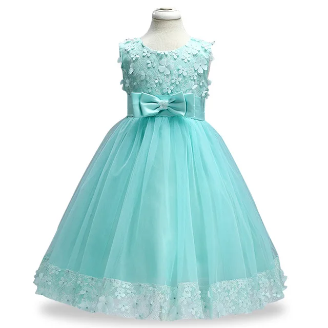 От 2 до 9 лет праздничные платья для малышей коллекция года; модное праздничное платье Детское праздничное платье принцессы с бантом для маленьких девочек - Цвет: Green