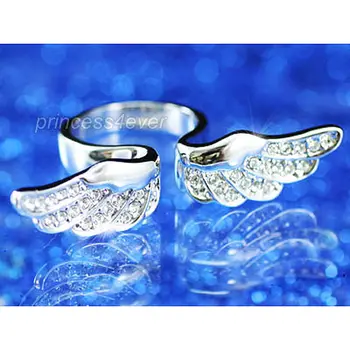 

Peacock Star Silver Color, Gold Color, Rose Gold Color Angel Wing Quality Ring use Austrian Crystal CSR066