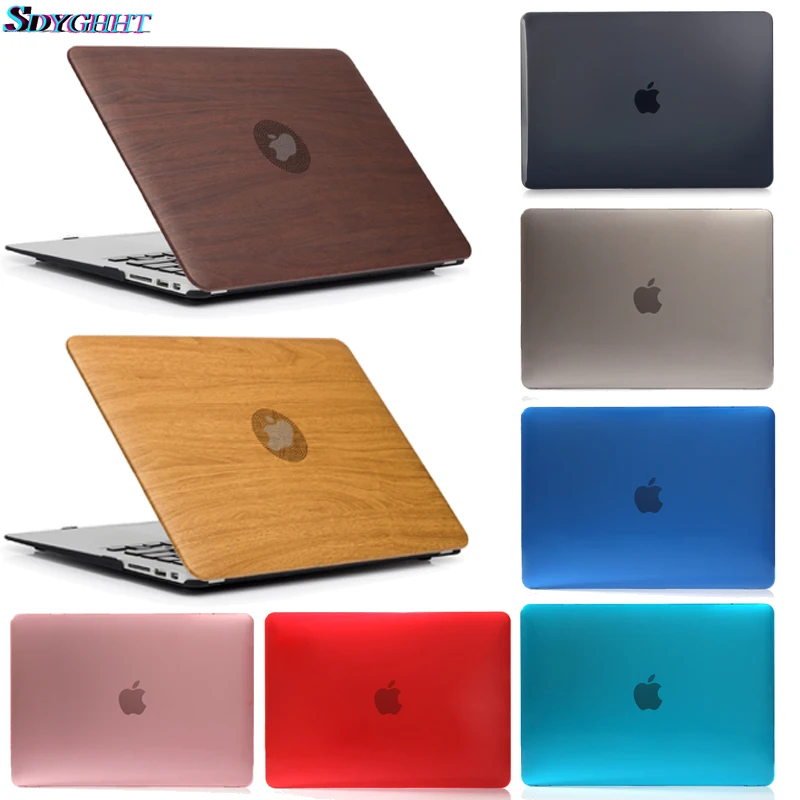 

anti-real wood grain/crystal Laptop Case For Apple MacBook Air Pro Retina 11 12 13 15 for mac book Pro 13.3 15.4 inch with Tou