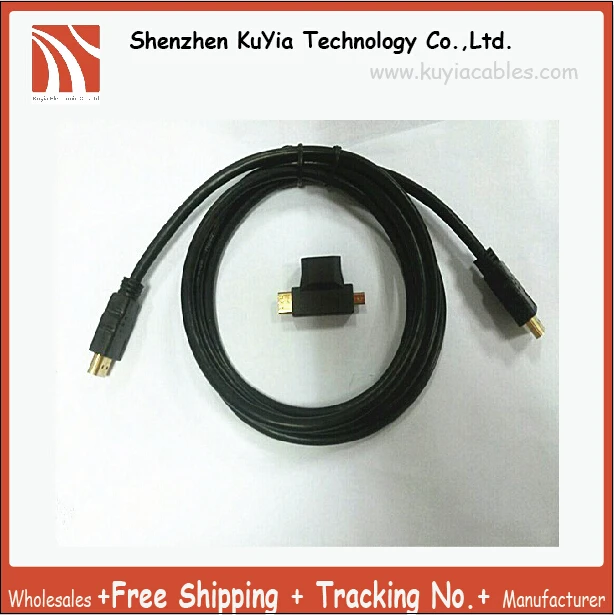 

KUYiA 5pcs/lot Free shipping+6FT HDMI Cable V1.4 +3 in 1 hdmi Gold Plated Plug 3D 1080p adapter for camera LCD DVD HDTV