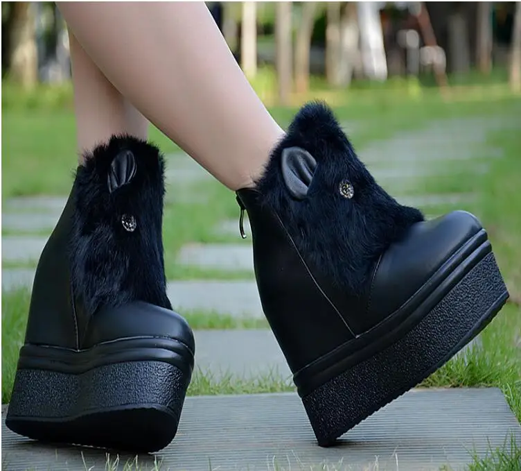 

2016 tide increased 13cm muffin thick bottom bare boots round head and bare boots