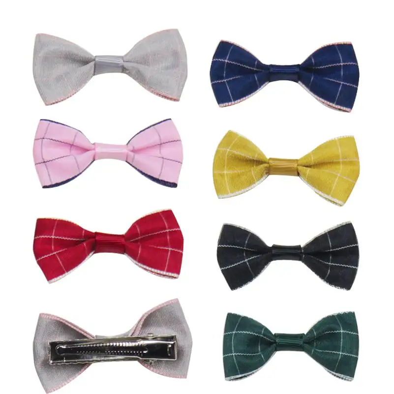 

10PCS/LOT Novelty lattice Elastic Hair Bands Girls Ribbon Clip Small Bow Girl Hair Tie Hairpin Handmade Fashion Hair Accessories