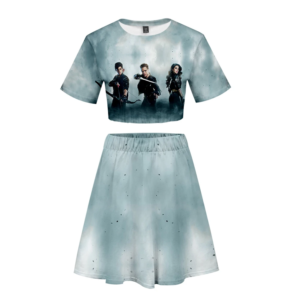 

Shadowhunters 3D Printed Women Two Piece Set Fashion Summer Short Sleeve Crop Top+Skirt 2019 Hot Sale Trendy Streetwear Clothes