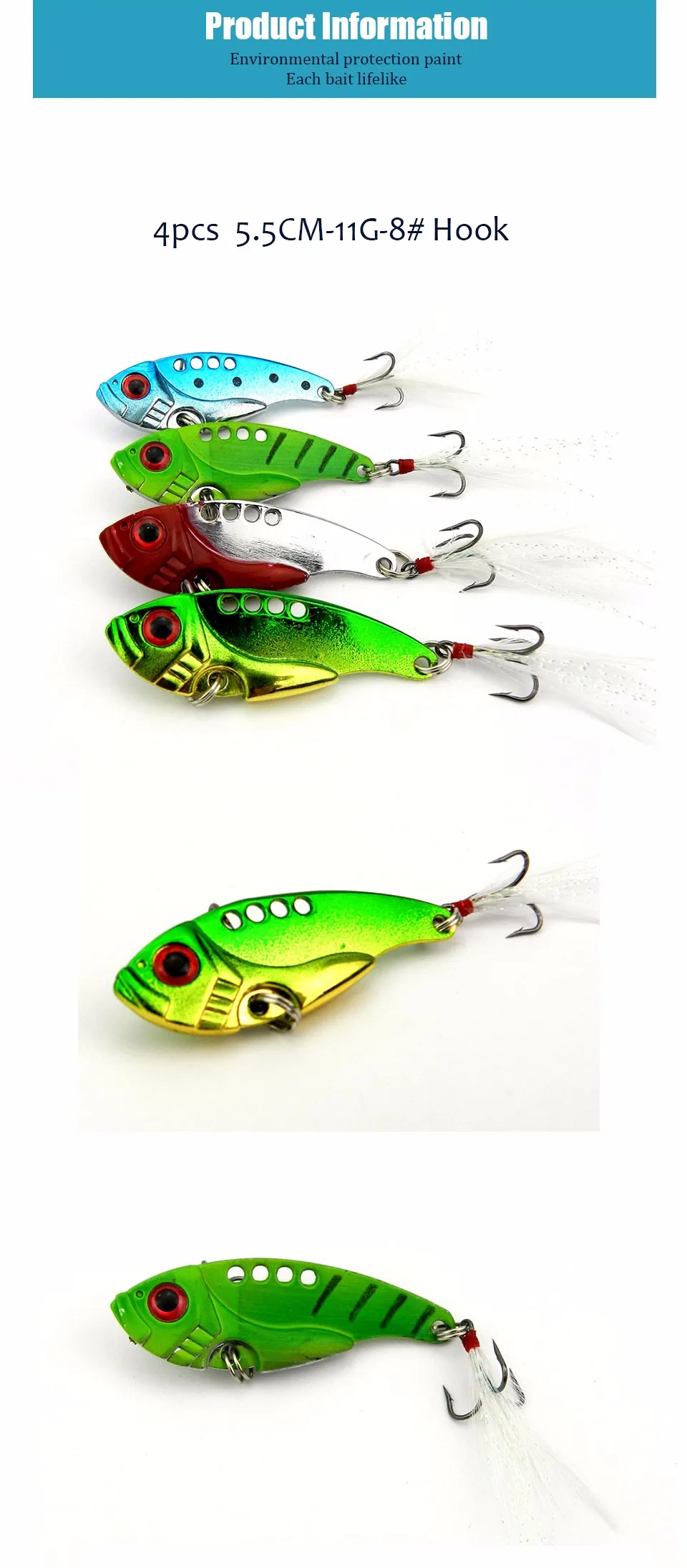 6 шт./компл. смесь металла Рыболовные приманки воблер Crankbait VIB бас вибрации Жесткий приманки Иска Искусственный Рыбалка снасти (z011)