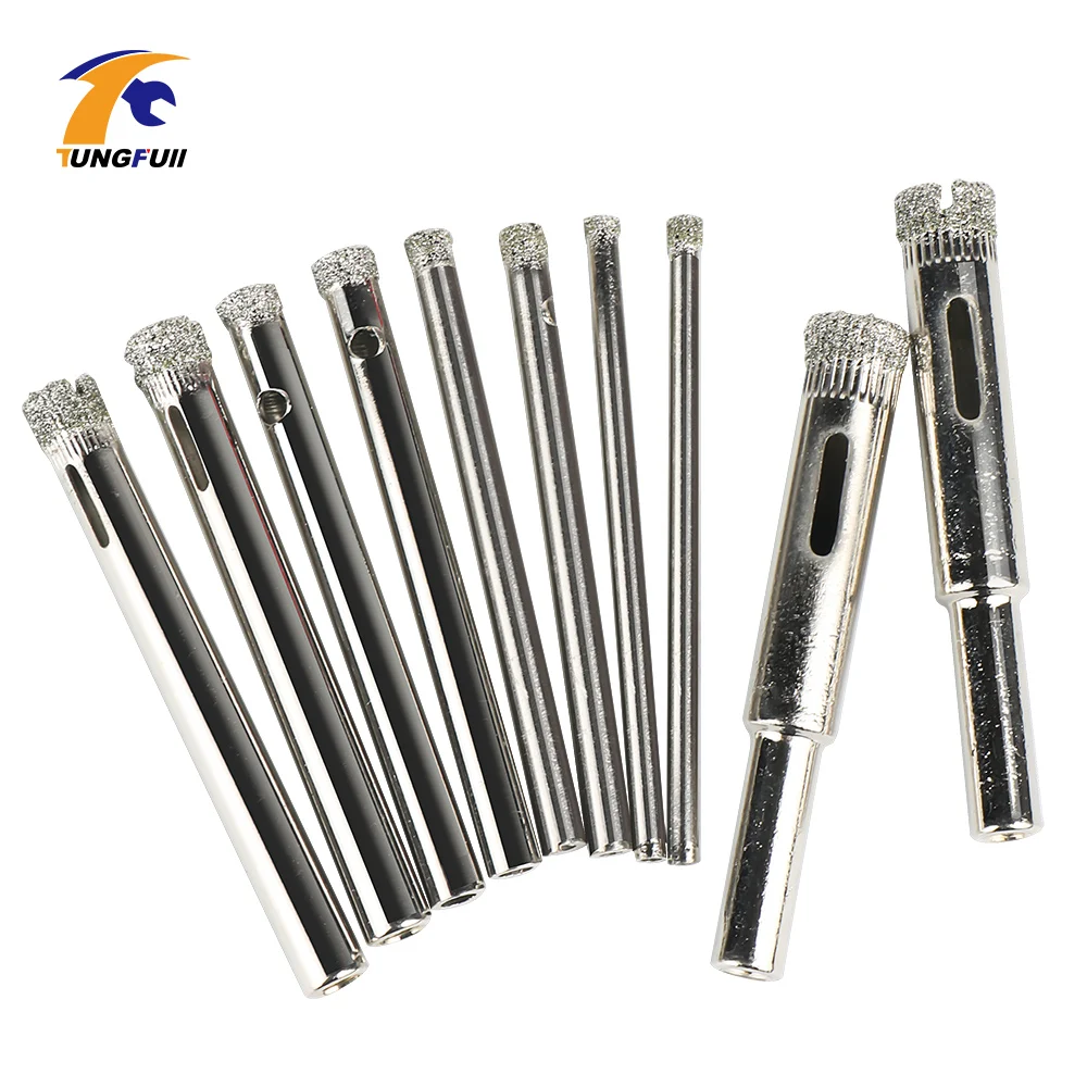 10Pcs Diamond Coated Core Hole Saw Drill Bit Set For Tile Glass 3/4/5/6/8mm For Tile Ceramic Glass Dremel Accessories