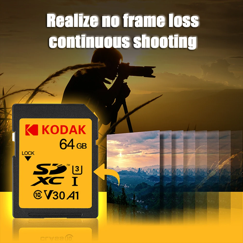 Kodak карты памяти 16 Гб 32 GB SDHC карты SD 64 GB 128 GB 256 GB SDXC C10 U3 V30 UHS-I картао де карты памяти карты для Камера