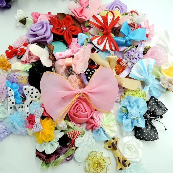 

50pcs Ribbon bow flowers appliquest craft lots mix hair Accessories