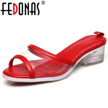 

FEDONAS Summer New Fashion Mixed Colors Genuine Leather Pu Leather Women Sandals Round Toe High Heels Casual Party Shoes Woman