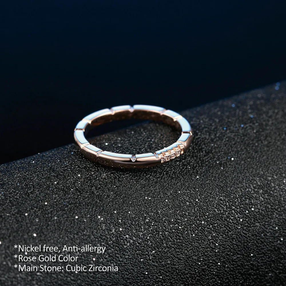 Двойное яркое тонкое OL стильное обручальное кольцо с кубическим цирконием цвета розового золота модное Брендовое ювелирное изделие для женщин Горячая Распродажа Anel DFR493