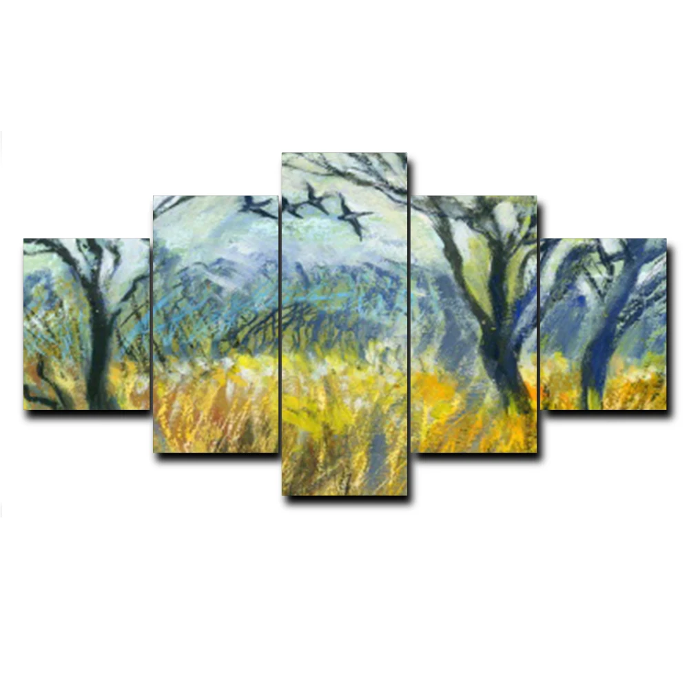 

Laeacco Spring Autumn Abstract Tree View Landscape Canvas Bed Living Room Oil Painting Home Decoration Wallpaper Picture Mural