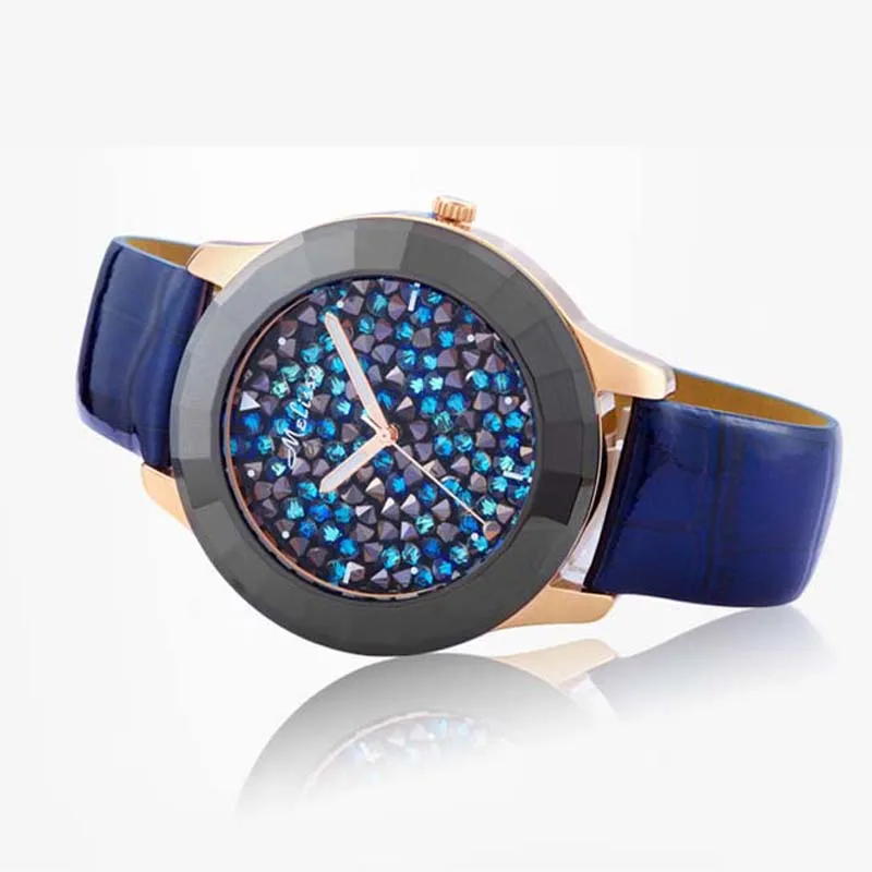 Дамы наручные часы кварцевые лучшие моды браслет часов бренда кожи часы роскоши 1134 cz стразы шику