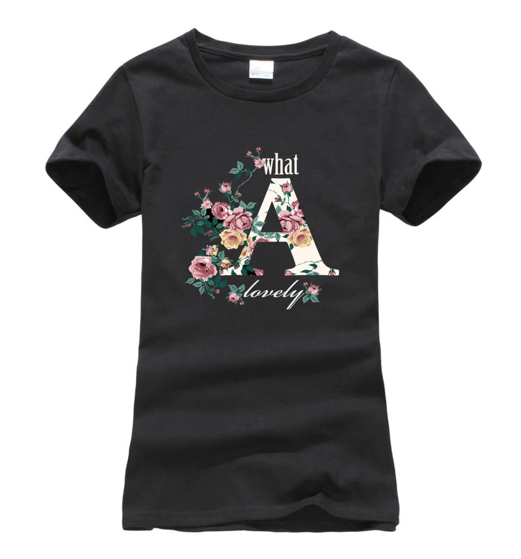 

2019 Summer New Arrival Women T Shirt Slim Fit Cotton Flower Printed T-Shirt Brand Kpop Clothing Harajuku Style Lady Tops Tees