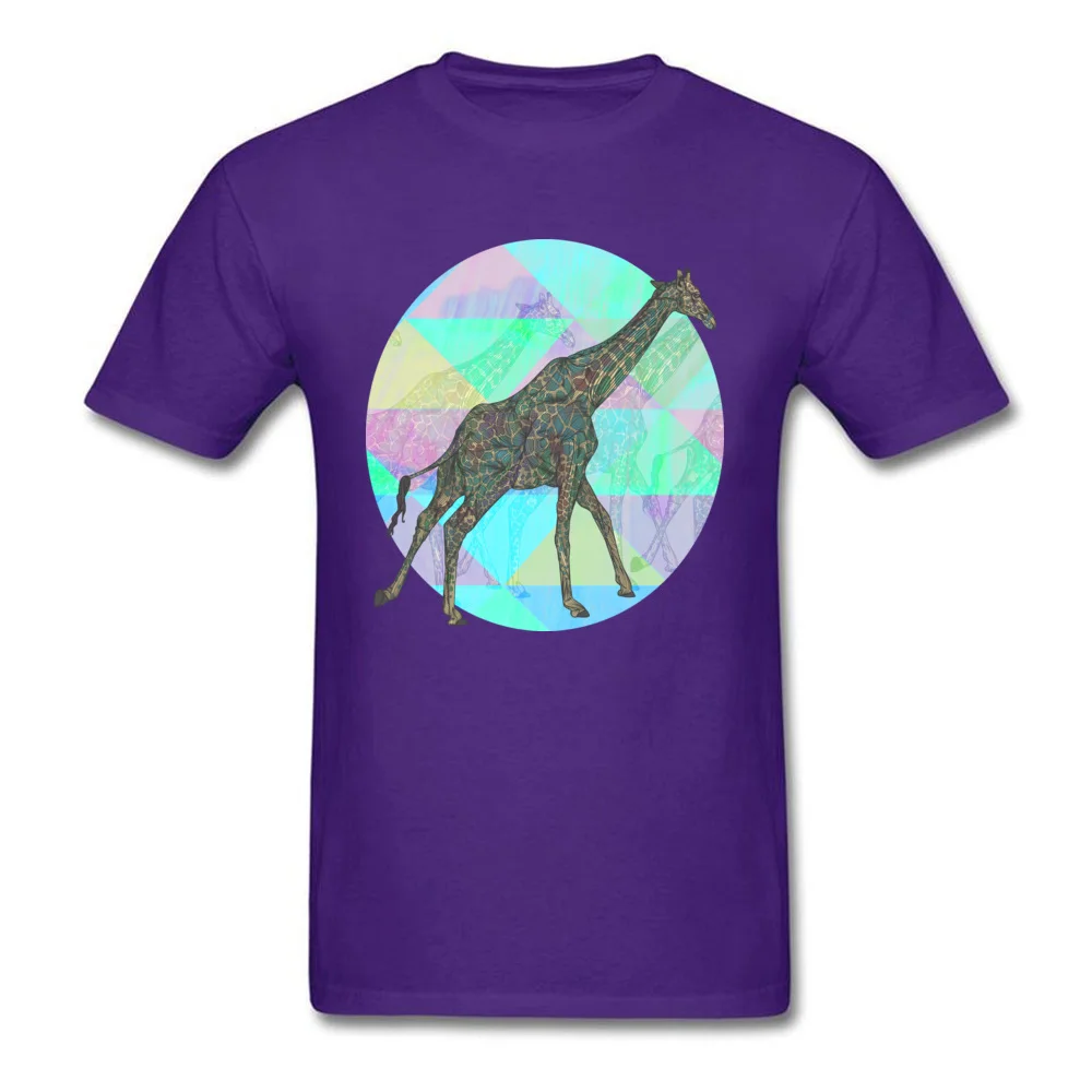 Design Giraffe Remix Men's Top T-shirts Family Labor Day Short Sleeve Crewneck Cotton Tees Design Tee Shirts Free Shipping Giraffe Remix purple