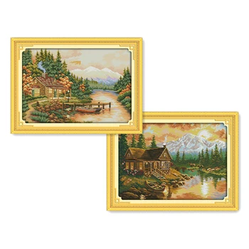 

Everlasting Love Sunset Chinese Cross Stitch Kits Ecological Cotton Stamped Printed 11CT DIY New Year Christmas Decorations Gift