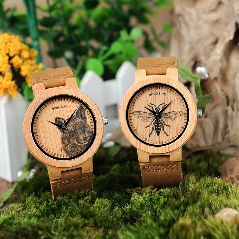BOBO BIRD P20 Bamboo Wood Watches Men with Image Printing 2018 New Arrivals Images Optional Casual Clock
