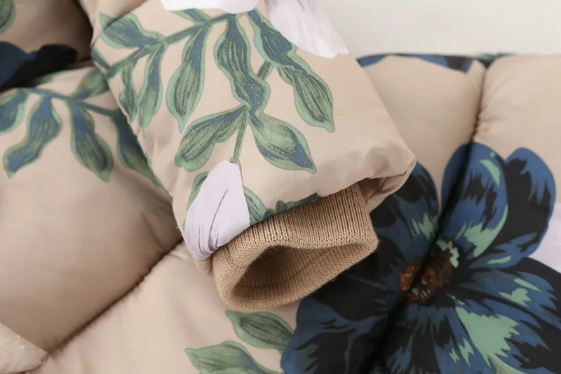 Winter Girls Hooded Jacket Printed Flowers Zipper Winter Coat For Girls Kids Padded Jacket Casual Children's Outerwear 2-9 yrs