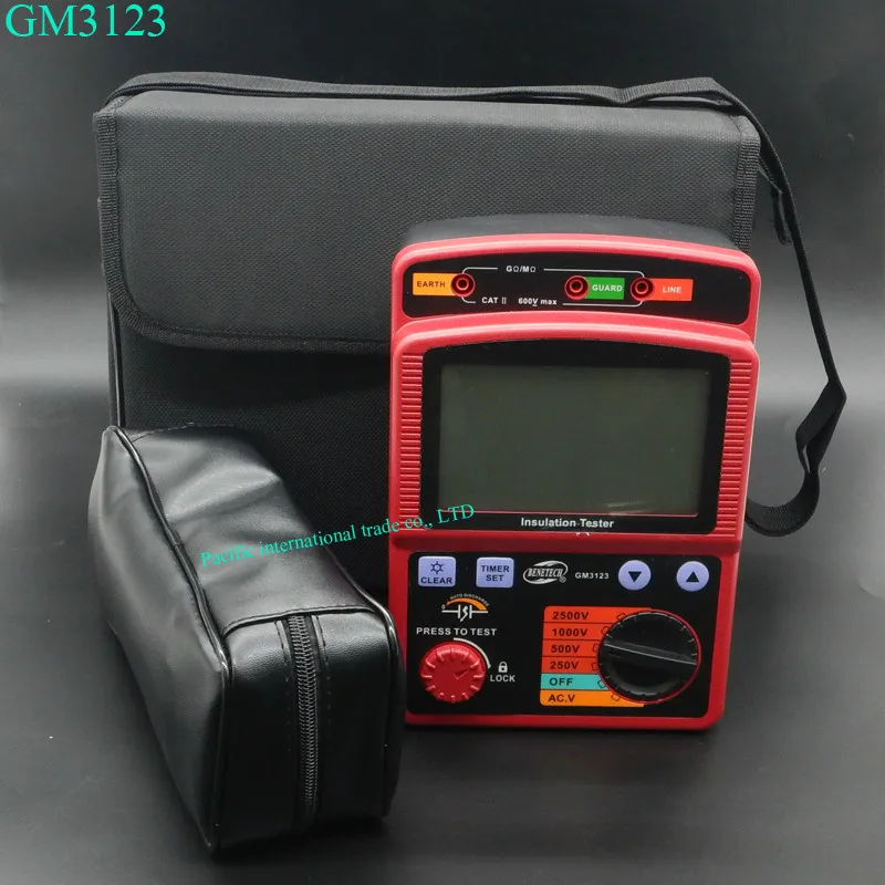 

Digital megohm-meter Ohm Meter BENETECH GM3123 Professional 2500V high tension megger AC Voltage Insulation resistance tester