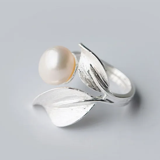 Large genuine freshwater pearl and sterling silver ring natural pearl woman's ring silver swirl ring modern spiral rings wedding jewelry